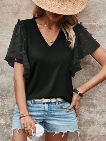 Casual Butterfly Sleeve T-Shirt
