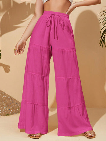 Women's High Waisted Knotted Wide Leg Pants