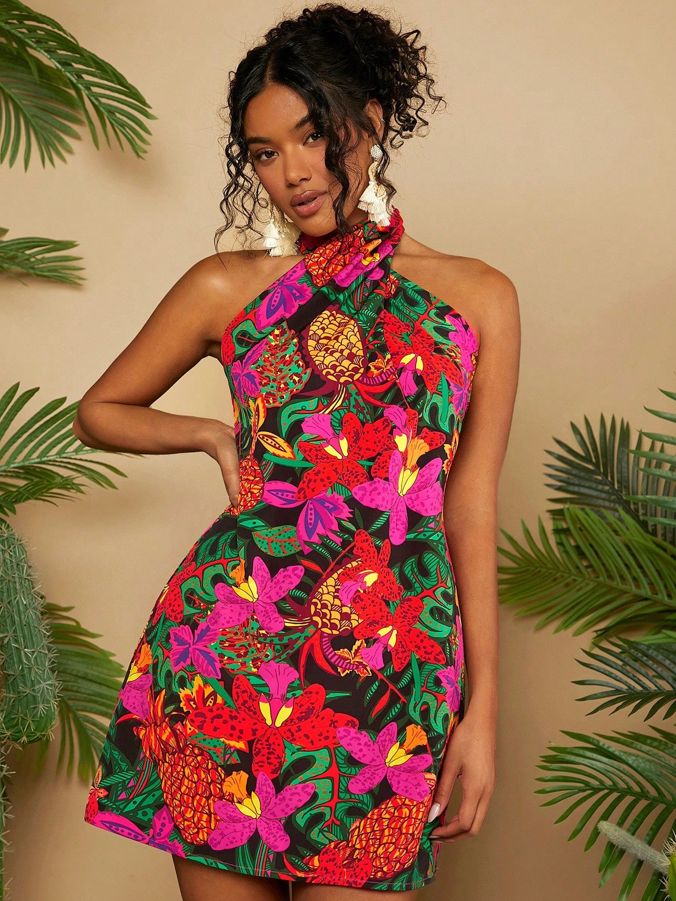 Women's Vacation Floral Printing Halterneck Dress