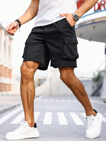 Men's Knitted Multi-Pocket Cargo Shorts
