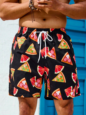 Men's Pizza Printed Beach Shorts