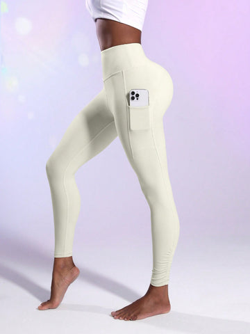Wide Waistband With Side Pockets Sport Leggings