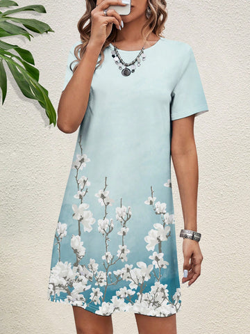 Women's Spring Casual Floral Printed Fit Dress