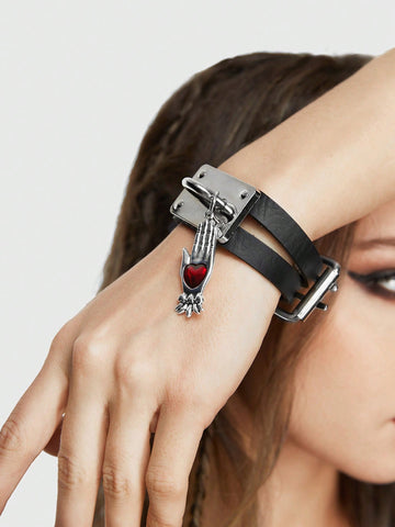 Black Bracelet With Hand Accessory