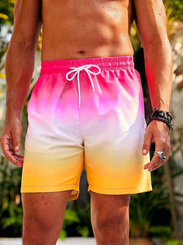 Men's Gradient Drawstring Beach Shorts
