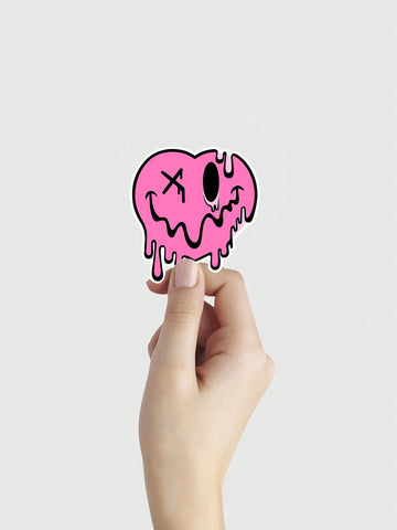 1pc Creative Pink Heart & Face Graffiti Sticker