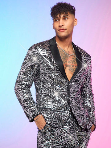 Men's Party Blazer With Sequins Decoration