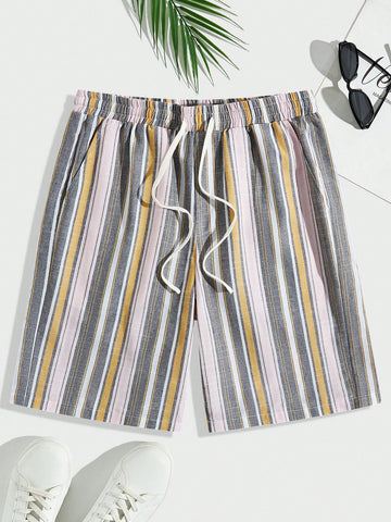 Men's Striped Drawstring Waist Shorts