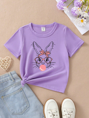 Young Girl Cute Style Short Sleeve T-Shirt For Summer