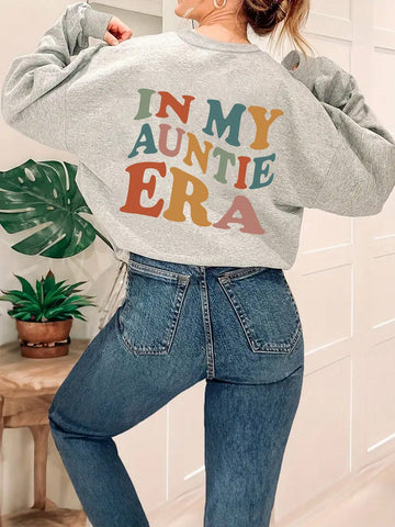 Women's Colorful Letter Printed Round Neck Sweatshirt