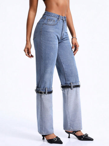 Ladies' Color Block Denim Jeans