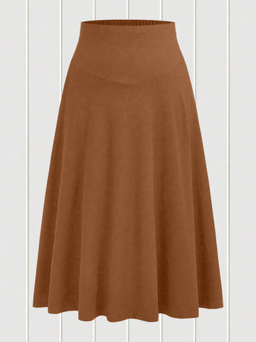Solid Color Pleated Skirt