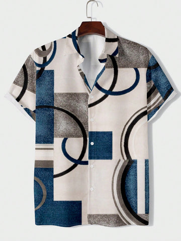 Men's Geometric Printed Short Sleeve Summer Shirts