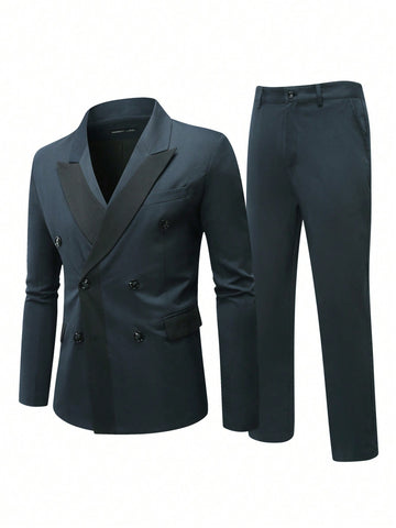 Men's Double-Breasted Business Casual Suit
