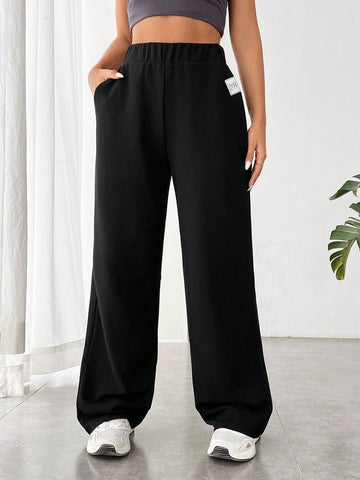 Women's Black Knit Loose-Fit Trousers