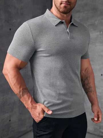 Men's Herringbone Short Sleeve Polo Shirt