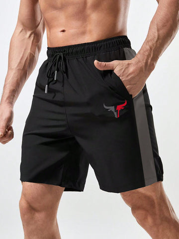 Men's Contrast Color Side Seam Slant Pocket Shorts
