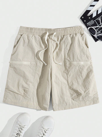 Men's Drawstring Zipper Pocket Shorts