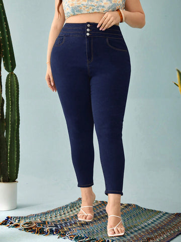 High Waisted Slim Fit Plus Size Jeans