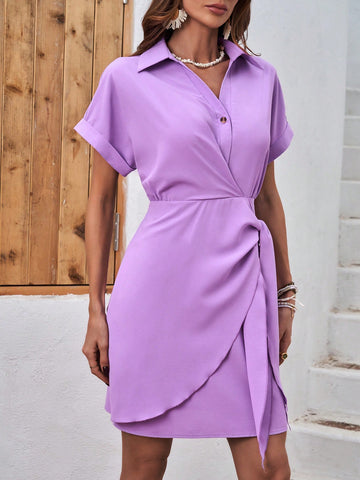 Women's Wrap Design Shirt Dress