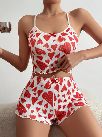Heart Print Pajama Set