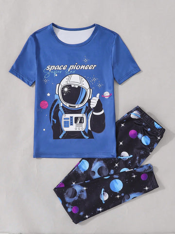 Tween Boy Snug Fit Robot & Planet Print Pajama Set