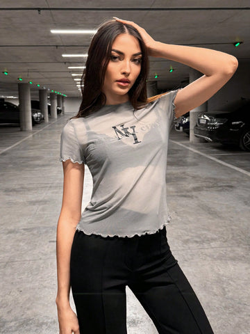 Streetwear Casual Women's Top With Letter Print