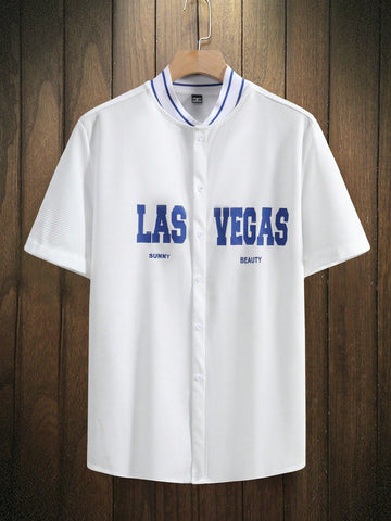 Men's Printed Baseball Collar Casual Shirt