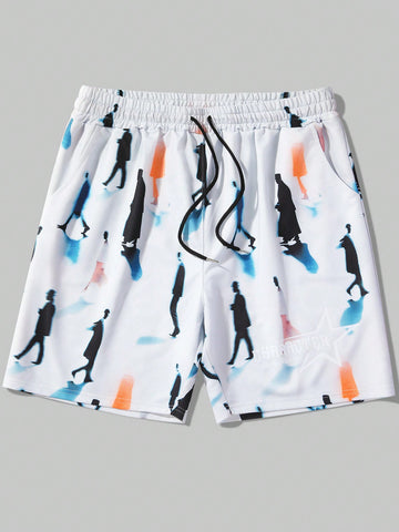 Men's Summer Shorts With Blurred Portrait Print