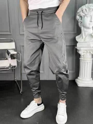 Men's Solid Color Drawstring Casual Pants