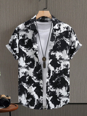 Casual All-Over Printed Short-Sleeved Shirt (Random Cutting)