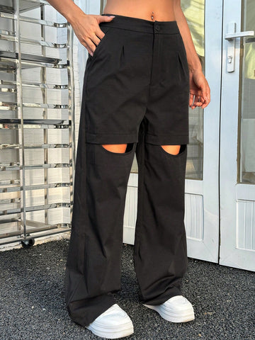 Casual & Versatile Hollow Out Loose Fit Trousers