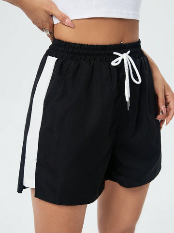 Women's Color Block Simple Style Drawstring Shorts