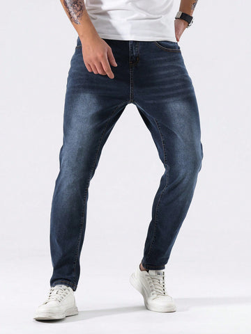 Men's Slim Fit Cat Whisker Design Jeans