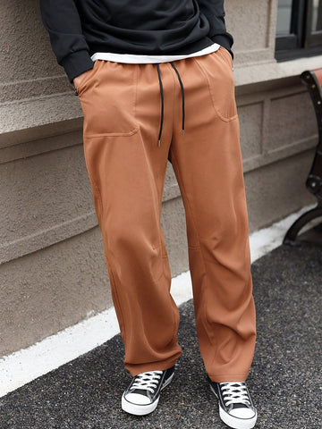 Men's Solid Color Pants With Pockets