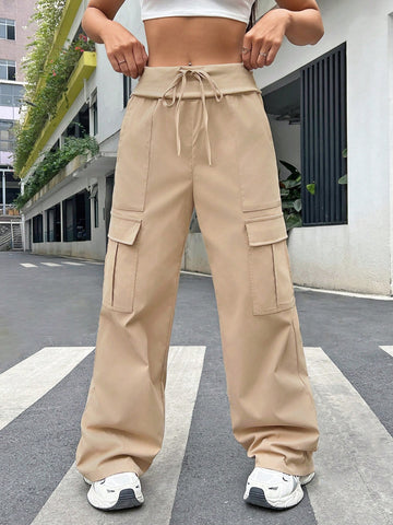 Khaki Woven Women's Utility Pants