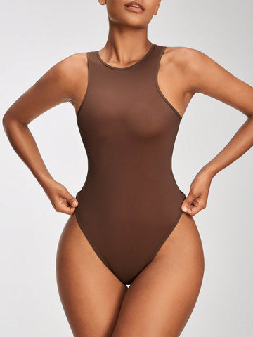 Ladies' Solid Color Sleeveless Bodycon Bodysuit