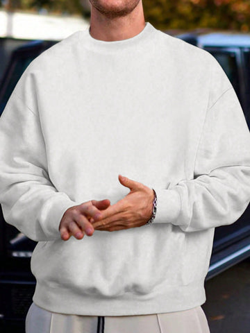 Men's Round Neck Drop Shoulder Sleeve Sweatshirt