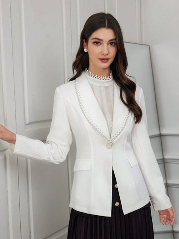 Ladies' Shawl Collar One-Button Blazer Jacket