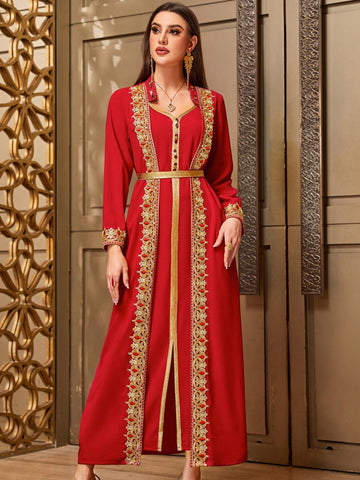Women's Turkish Style Long Top With Patchwork Belts