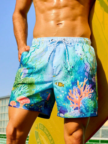 Men's Seabed Animal Print Beach Shorts