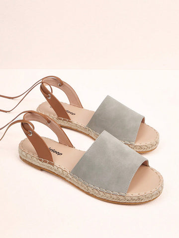 Women'S Strappy Flat Sandals With Woven Jute Sole