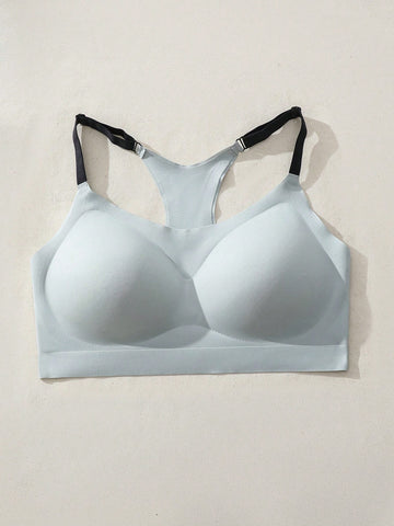 Women's Seamless Bra With Contrast Shoulder Straps