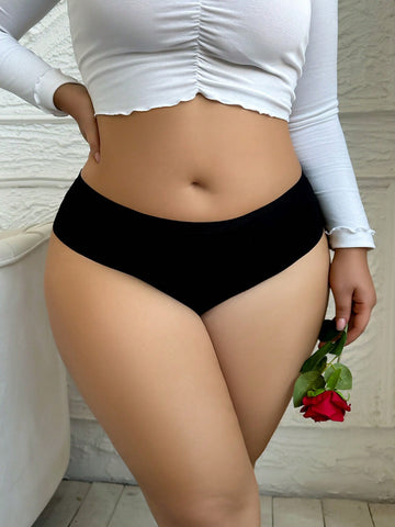 Simple Mid-Waist Sexy Traceless Plus Size Women's Triangle Panties