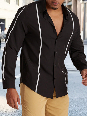 Men's Single-Breasted Long Sleeve Shirt