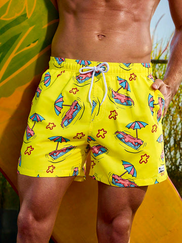 Men's Lizard Vacation Printed Beach Shorts For Holiday, Summer