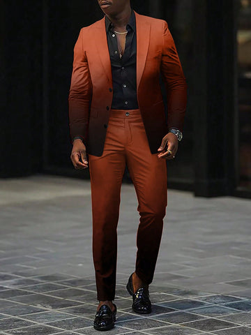 Men's Ombre Long Sleeve Blazer And Pants Set