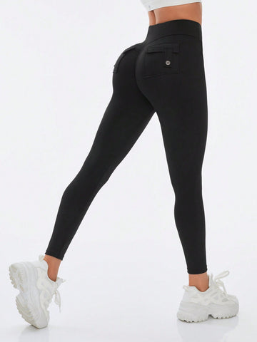 Solid Color High Waisted Sports Leggings