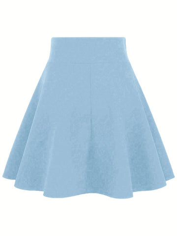 Casual Wide Waist Solid Color Mid-Length Skirt