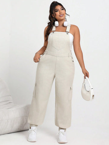Plus Size Women's Pocketed Denim Overalls